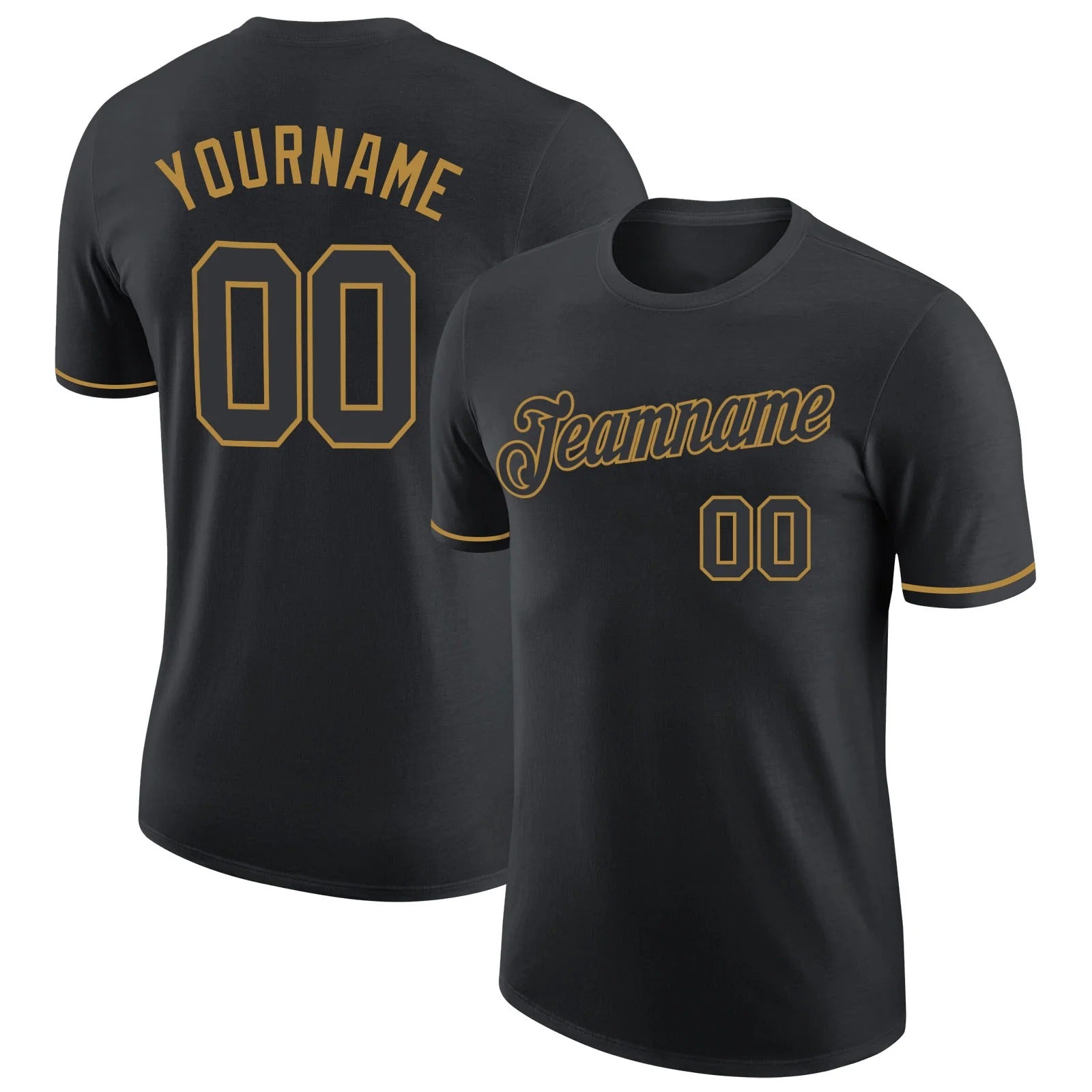 Custom Black Black-Old Gold Baseball Jersey