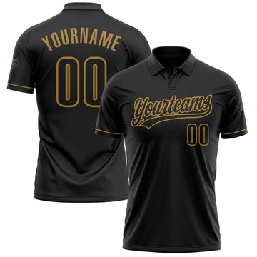 Custom Black Black-Old Gold Baseball Jersey